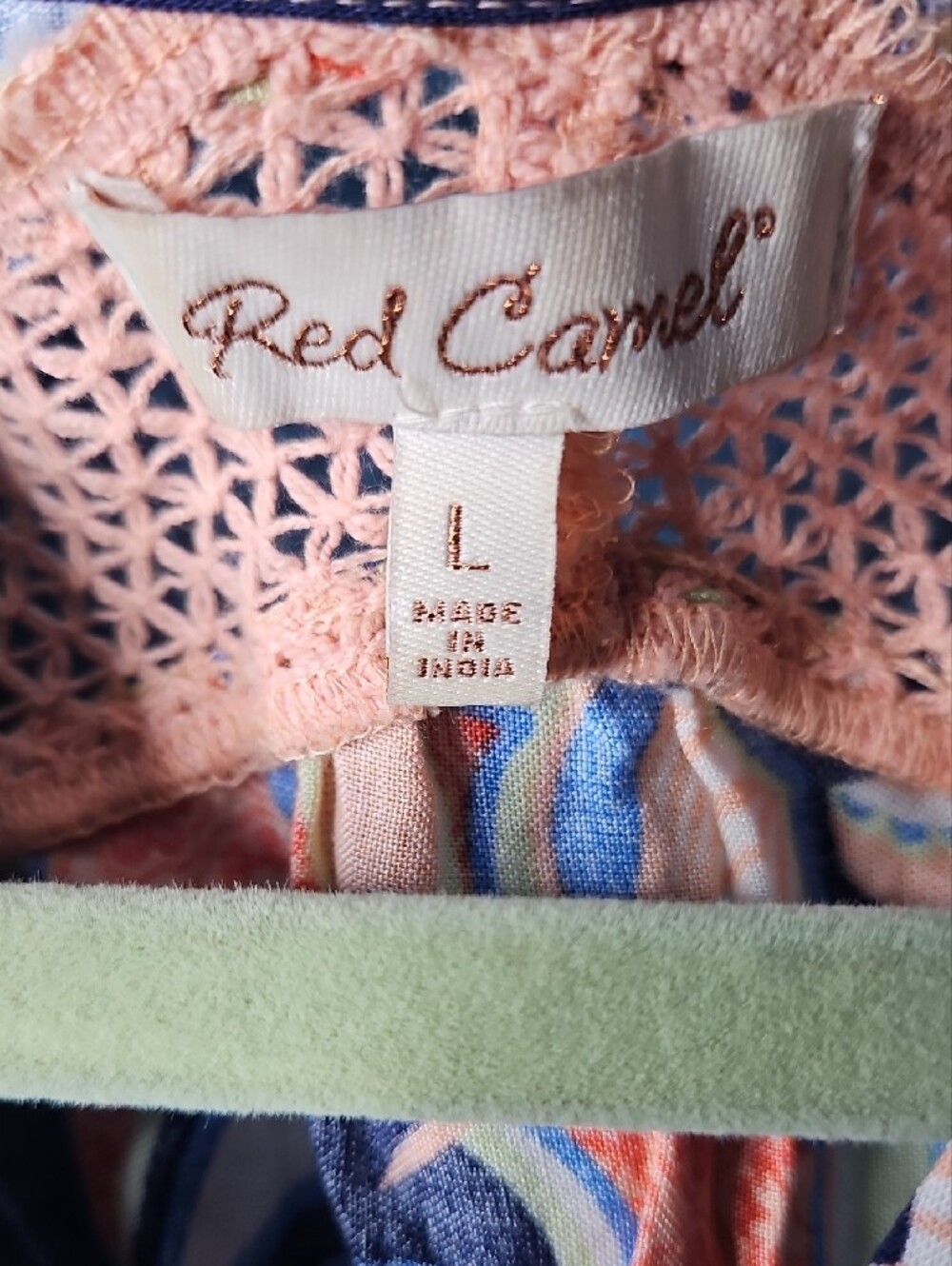 Red Camel Peach Crochet-Trim Floral Dress Large - Picture 2 of 11